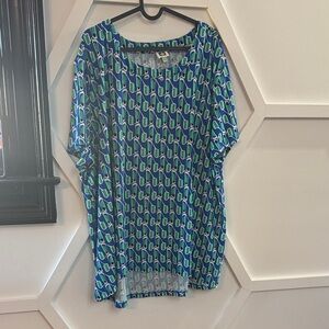 Anne Klein Blue and Green Patterned Tunic